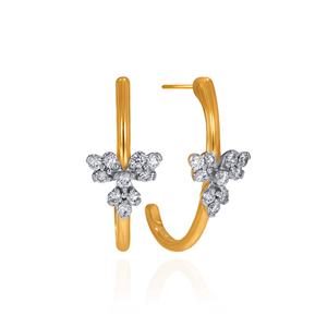 Elegantes Pendientes de Botón con Forma Floral en Oro Amarillo de 14K con Diamantes CZ AAA |   Joyería de Moda Premium para Mujer - Product Image 3