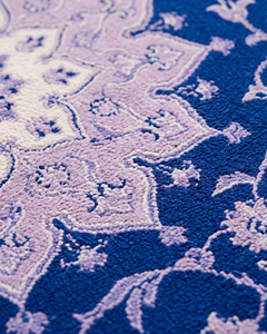 Tapis de style persan bleu roi lilas, tufté à la main, 100 % laine de Nouvelle-Zélande, motif floral orné, bordure végétale, lavable - Product Image 4