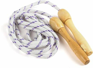 Corde à sauter Geo Brother réglable avec poignée en bois et cordon à motifs bleus 3M, portable, pour exercices à domicile, unisexe - Product Image 2