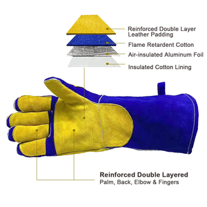 Gants de soudage en cuir de vachette à coutures en Kevlar, conçus sur mesure, résistants, avec doublure en coton ignifuge pour le travail et la protection contre la chaleur - Product Image 3