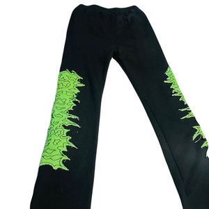 Pantalon en velours côtelé personnalisé avec logo, style streetwear, délavé à l'acide, en coton, coupe vintage décontractée, effet empilé, par le fabricant - Product Image 2