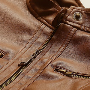 Nueva Chaqueta de Cuero PU Estilo Vintage Casual para Hombre, Diseño de Primavera, Chaqueta de Cuero con Bolsillos Estilo Motero, Nueva Llegada, Casual para Hombre - Product Image 6