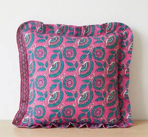 Nuevo y en Tendencia: Manta Cuadrada de Lujo Moderna con Estampado Floral de Hojas de Salmón Índigo, Estilo Bohemio, de Algodón Puro, Removible y Lavable - Product Image 3