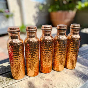 Handcrafted Hammered Pure <b>Copper</b> Water <b>Bottle</b> Ayurvedic Health Benefits <b>Drinking</b> <b>Bottle</b> At Cheap Price - Product Image 4