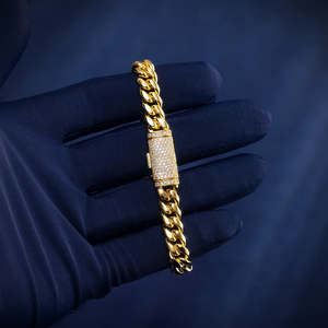 Bijoux personnalisés pour hommes Jewel Art, collier Miami Cuban Link en argent sterling 925 plaqué or 18 carats, fermoir glacé, diamants Moissanite, style Hip Hop - Product Image 2