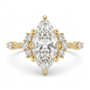 Anillo de compromiso con diamante cultivado en laboratorio, corte brillante redondo, solitario sobre banda lisa, oro amarillo de 14 quilates - Product Image 1