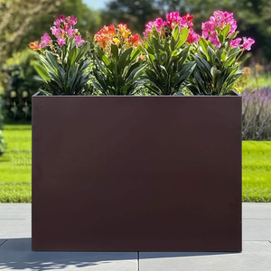 Metal <b>Planter</b> for Outdoor Plants Tall <b>Planter</b> <b>Box</b> with Removable Insert Shelf & Drainage Holes - Product Image 5