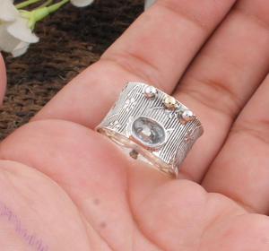 925 <b>Sterling</b> <b>Silver</b> Turquoise Classic Bezel <b>Set</b> Band <b>Ring</b> for Women Stackable Minimalist Party Jewelry Wholesale - Product Image 4