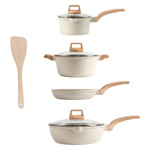 Pentole da cucina con rivestimento in granito antiaderente bianco Set di pentole a induzione rapida per lavastoviglie - Product Image 2