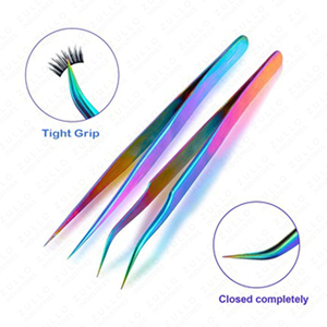 Colorful Fiber Tip Eyelash Tweezers Set Stainless Steel Precision Lash Extension <b>Tools</b> Wholesale Professional Kit - Product Image 4