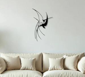 Modern Metal Wall <b>Art</b> Abstract Bird Sculpture Black Minimalist Home Decoration Medium Size Handmade Irregular Shape - Product Image 1