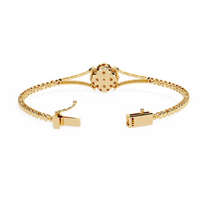 Halo Pave Designer Diamond <b>Bracelet</b> | Jewellery for Women |Lab Grown <b>Flower</b> Cluster Diamond <b>Bracelet</b> in 10k 14K 18k Yellow Gold - Product Image 4
