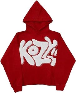 Sweat à capuche oversize en molleton de coton épais, style streetwear urbain, avec impression graphique en relief haute densité - Product Image 4