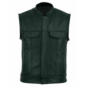 High Quality All Size Available Custom Design Private Logo Low Price Distressed Look Men Leather Vest Biker Sleeveless <b>Jacket</b> - Product Image 4