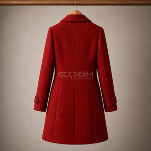 Cosh International Greek Apparel Custom Logo Delta Sigma Women <b>Red</b> <b>Wool</b> Blend Double Breasted Blazer With Notched Collar - Product Image 5
