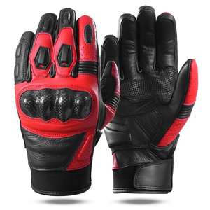 Guantes de Motocicleta de Cuero Negro, Protección Antideslizante, Dedos Completos, Transpirables, Cierre de Velcro, Unisex, para Uso en Exteriores - Product Image 3