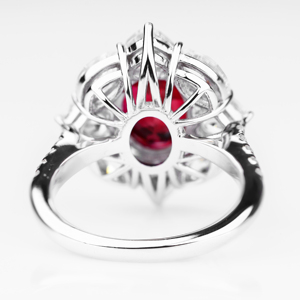 S925 Sterling Silver Lab Grown Ruby <b>Ring</b> Oval Marquise <b>CZ</b> Diamond Cluster Women Luxury Statement <b>Ring</b> US Size 6 JRURR185Y - Product Image 3