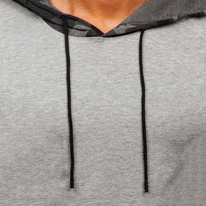 Men's Gray Hooded Sleeveless Hoodie With Black <b>Raglan</b> Sleeves Slim Fit Casual Summer Wear Breathable Knitted Polyester <b>Top</b> - Product Image 4