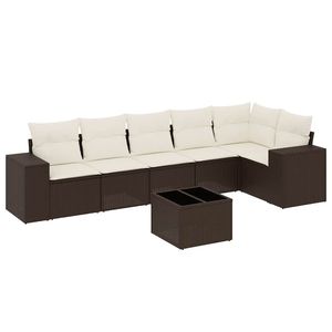 Ensemble de canapés de jardin en rotin brun avec coussins en mousse haute densité, mobilier d'extérieur au design contemporain, résistant à l'eau et aux UV, en PE - Product Image 4