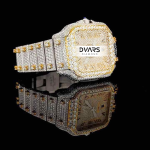 Fashion New Design VVS Moissanite Diamond Watch Square Shape <b>Ice</b> <b>Out</b> Jewelry 41mm Moissanite Watch Cuabn <b>Chain</b> Sets - Product Image 3