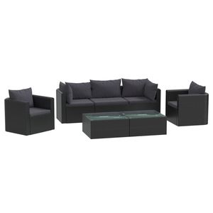 Canapé de jardin en polyrotin noir, acier thermolaqué et matériau en polyester - Product Image 2