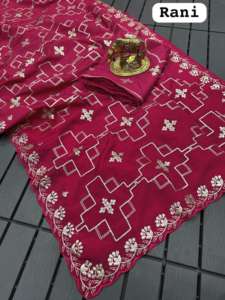 Sari en soie HO Pure Premium avec bordure richement ornée de Gota, sans plis et séchage rapide, idéal pour les occasions festives - Product Image 3