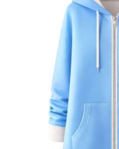 Sudadera con capucha larga azul cielo para mujer, abrigo de invierno con forro polar y bolsillos tipo canguro, informal, OEM, personalizado de fábrica - Product Image 4