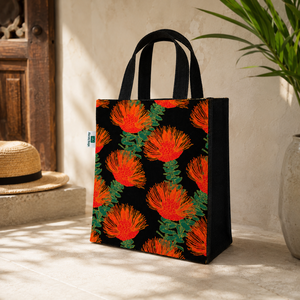 Custom Logo Floral Printed Black Jute <b>Tote</b> Bag 27x31x16 cm Laminated Reusable Shopping Beach Bag Wholesale OEM ODM B2B Supplier - Product Image 4