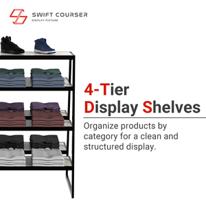 Exhibidor de Metal Moderno con Estructura de Madera y Múltiples Niveles, Exhibidor de Tienda Minorista de Varias Capas - Product Image 5