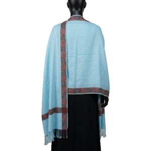 Chal Acrílico Azul Claro para Mujer, con Bordado Floral, Cálido, Suave y Ligero, Bufanda Étnica para Uso Diario en Invierno - Product Image 3