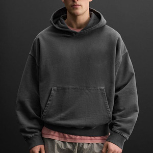 Sudadera con capucha y puños acanalados para hombre, sudadera con capucha y dobladillo acanalado para hombre, sudadera con capucha informal de moda para hombre - Product Image 3