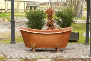 Decorative Antique Copper Freestanding Clawfoot Bathtub Octagonal Double Slipper Deep Soaking Tub for Hotels Villas and High End - Product Image 5