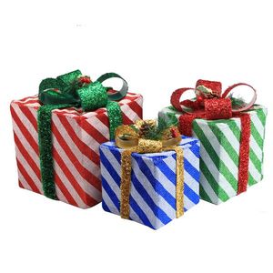 Set di 3 Luci Natalizie a 60 LED su Tessuto Twill Medio, Versione a Batteria (Non Inclusa) per Decorazione Giardino e Confezioni Regalo - Product Image 1
