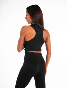 Fabricant de crop tops personnalisés en gros pour femmes, débardeur côtelé blanc en coton décontracté pour l'été - Product Image 5