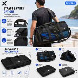 Custom X Sports City Diving Mesh Duffel <b>Bag</b> Heavy Duty Quick Dry Breathable Zipper Closure Waterproof Scuba Gear Travel Storage - Product Image 5