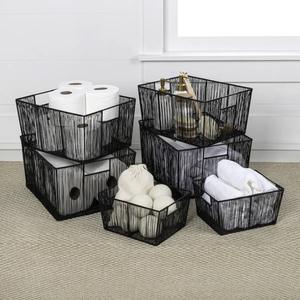 Panier de rangement ventilé en métal : solution élégante pour le garde-manger - Product Image 1