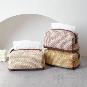 Boîte à mouchoirs en jute au design moderne – Porte-mouchoirs décoratif écologique fait main pour la maison et le bureau - Product Image 5