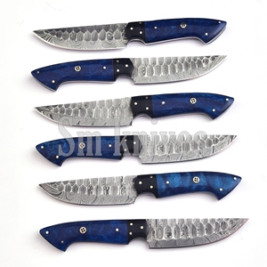 Juego de Cuchillos de Caza de Acero de Damasco de Grado Industrial Sm Knives de 6 Piezas, Mango de Madera, Hoja Biselada de Punta Caída, Garantía de 3 Años, OEM/ODM - Product Image 3