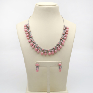 ชุดสร้อยคอและต่างหูโอปอลสีชมพูสดใสทรงกลม 4 มม. เครื่องประดับแฟชั่นผู้หญิงสุดเก๋ เหมาะสำหรับเป็นของขวัญ - Product Image 3