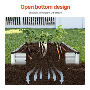 Fioriera Grande da Esterno in Metallo Zincato 12 x 4 x 1 piedi, Vaso Rialzato per Giardino con Fondo Aperto, per Fiori e Piante - Product Image 3