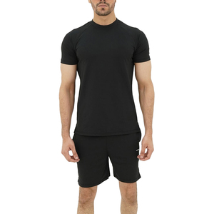 Ensemble de vêtements décontractés d'été 2026 pour hommes, respirant, 100 % coton tricoté, t-shirt à manches courtes et short assorti pour les vacances à la plage - Product Image 1