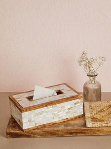 Mother Pearl Tissue Paper Box Customized Size Best Seller <b>MOP</b> Tissue Box Handmade Handicraft Bone Inlay Luxury <b>Wall</b>-Mounted - Product Image 4