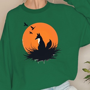 Sudaderas de mujer silueta de zorro con puesta de sol - Product Image 1