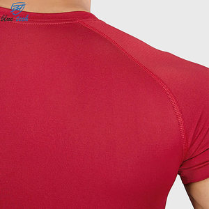 Camiseta Deportiva de Compresión Roja para Hombre, Manga Corta, Secado Rápido, Ropa Deportiva, Cuello Redondo, Tejido de Punto, Servicios OEM - Product Image 2