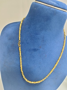 Chaîne en or massif 22 carats pour hommes et femmes, collier à maillons cylindriques en or jaune authentique, bijoux fins faits à la main en Inde, à porter au quotidien, cadeau - Product Image 3