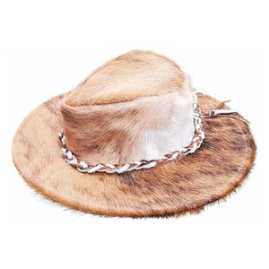 Sombrero de Vaquero de Cuero, Corona de Cuero Suave, Ala Ancha, Protección Solar, Accesorio de Moda Vaquero Elegante - Product Image 1