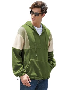 Sweat-shirt à capuche surdimensionné pour homme en polaire, avec blocs de couleur et manches raglan, décontracté pour l'automne - Product Image 2