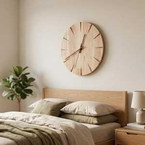 <b>Modern</b> Oak Beech <b>Wall</b> <b>Clock</b> – Japandi Scandi Silent Home Decor - Product Image 3