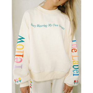 Sudadera de Cuello Redondo para Mujer, Marca Mellow Label, 100% Algodón, Tejido de Punto, Informal, con Bordado de Letras, Estilo Primavera - Product Image 3