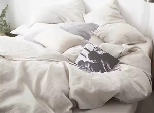 Ensemble de housse de couette en lin stonewashed blanc standard, vente en gros, avec 1 housse de couette et 2 taies d'oreiller - Product Image 2